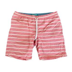 Bonobos Mens Pink White Striped Swim Trunks Size Small Summer Swim Resortwear
